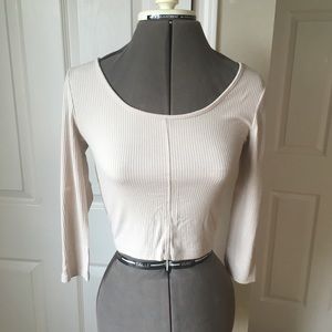 Cream ribbed crop top